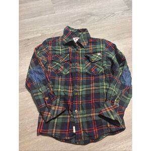 Appaman Boys Plaid Button Down Shirt Size 8 Green Red 100% Cotton